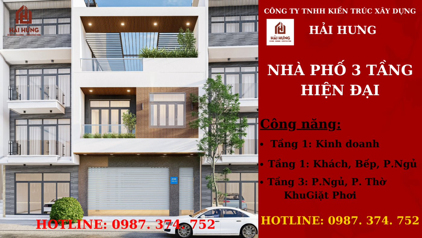 NHÀ PHỐ 3 TẦNG HIỆN ĐẠI