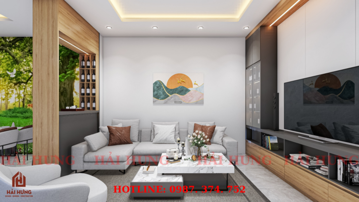 Phòng khách nhà phố 3 tầng hiện đại