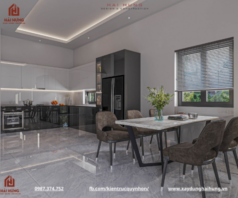 Thiết kế phòng bếp nhà vườn mái Nhật trọn gói tại TX. An Nhơn - Bình Định