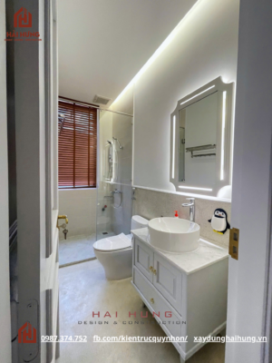 WC biệt thự phố 3 tầng hiện đại sang trọng tone trắng