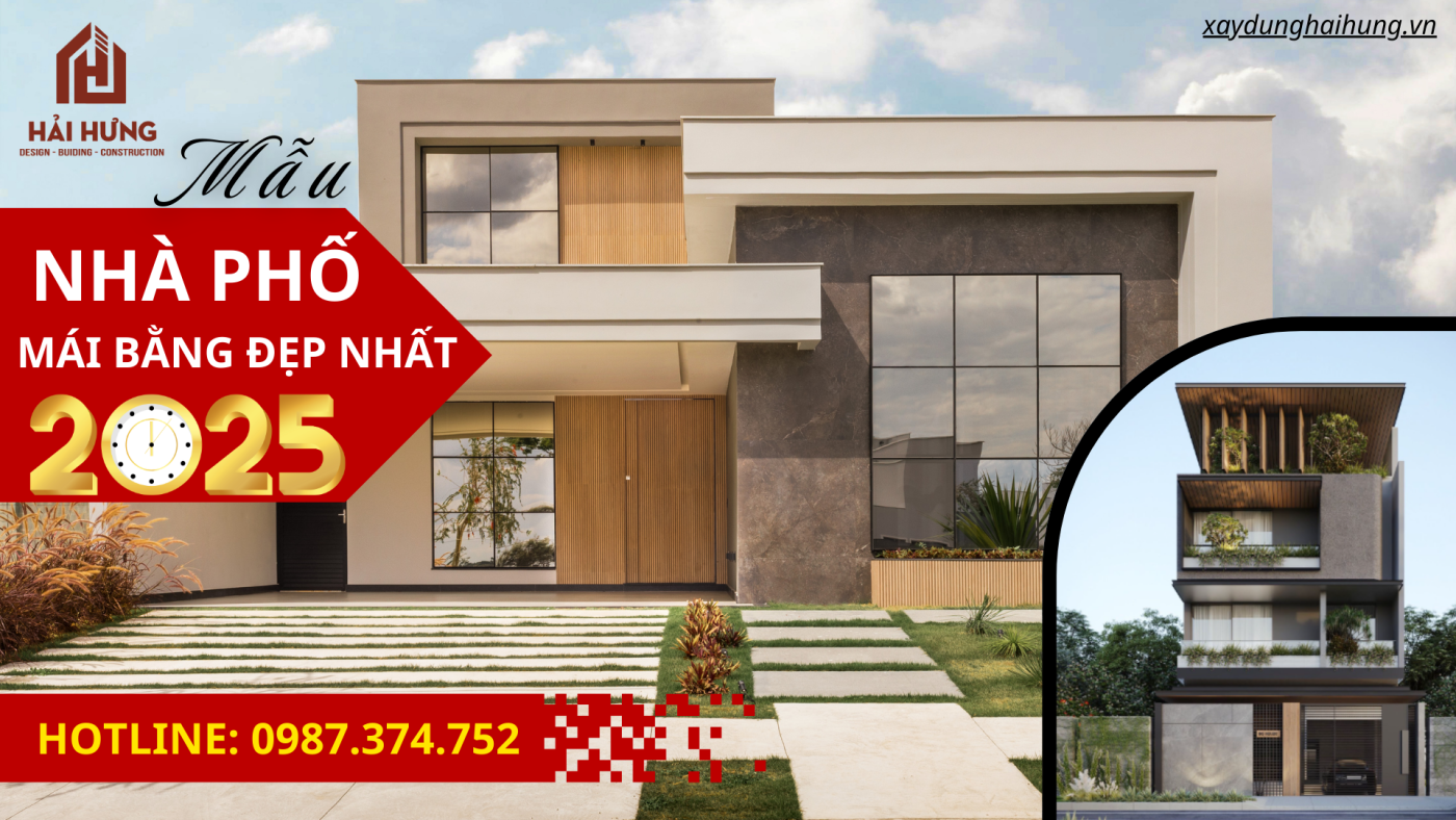 TOP mẫu nhà phố mái bằng đẹp hiện đại 2025 – Kiến tạo không gian sống đẳng cấp!