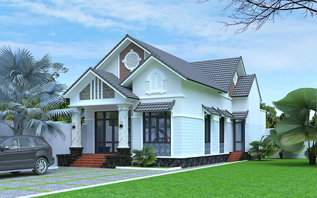 Nhà cấp 4 mái Thái có sân vườn rộng
