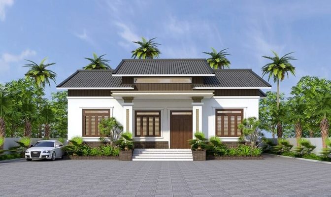 Nhà cấp 4 mái Thái có sân vườn rộng