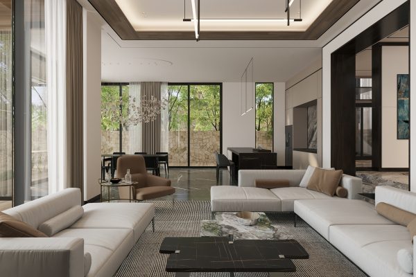 Thiết kế nội thất phòng khách biệt thự 3 tầng
