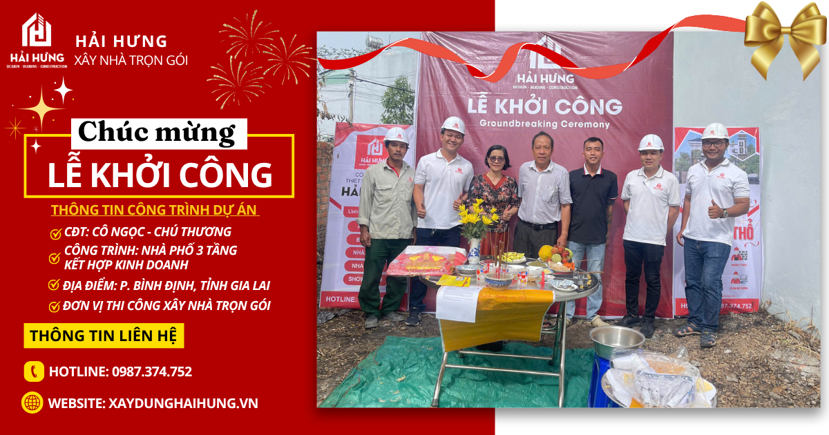 Buổi lễ động thổ công trình nhà phố 3 tầng kết hợp kinh doanh tại P. Bình Định, Tỉnh Gia Lai