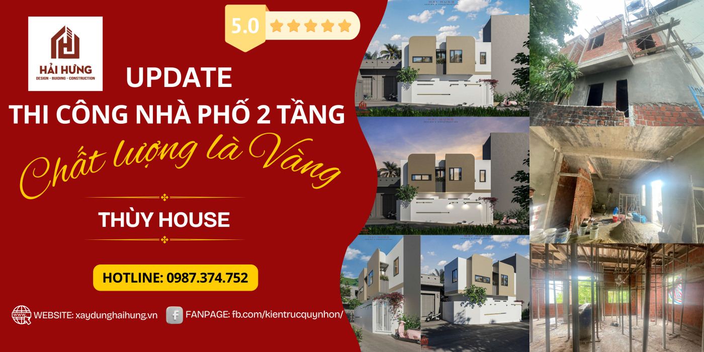 UPDATE tiến độ thi công nhà phoos2 tầng hiện đại tại Hoàng Văn Thụ, tỉnh Gia Lai