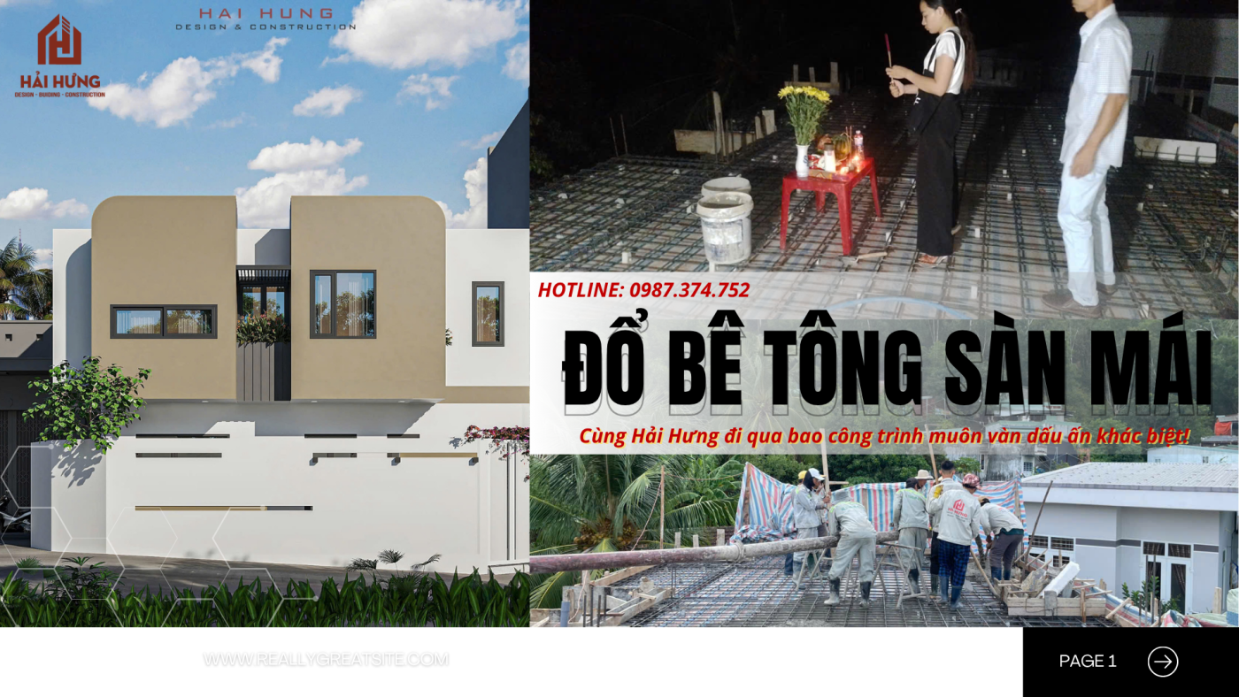 Quy trình đổ bê tông sàn mái đúng kỹ thuật công trình nhà phố 2 tầng tại trung tâm Tỉnh Gia Lai