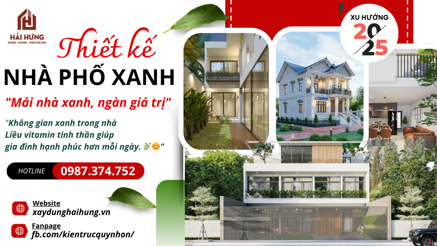 Mẫu thiết kế nhà phố xanh xu hướng mới cho nhà phố hiện đại