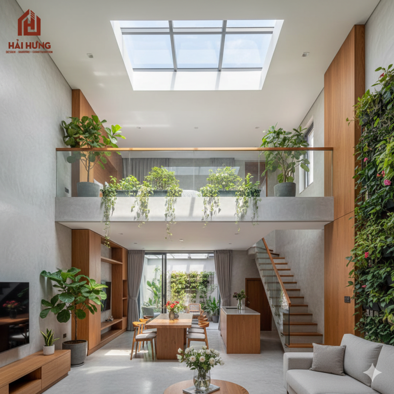 Thiết Kế Nhà Đẹp 2 Tầng Quy Nhơn Sở Hữu Ban Công Đẹp – Giếng Trời – Không Gian Xanh