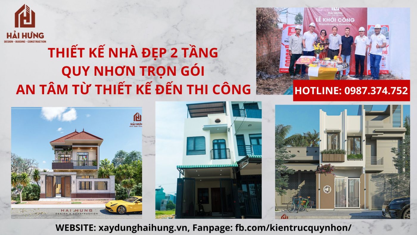 Thiết kế nhà đẹp 2 tầng Quy Nhơn trọn gói – An tâm từ thiết kế đến thi công