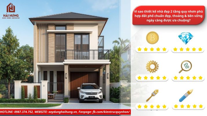 Đặc điểm nổi bật của thiết kế nhà đẹp 2 tầng Quy Nhơn phù hợp đất phố chuẩn đẹp, thoáng & bền vững.webp