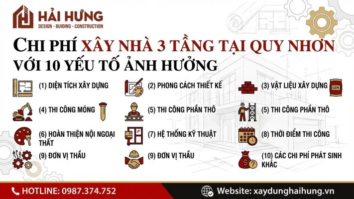 Chi phí xây nhà 3 tầng tại Quy Nhơn với 10 yếu tố ảnh hưởng là gì?