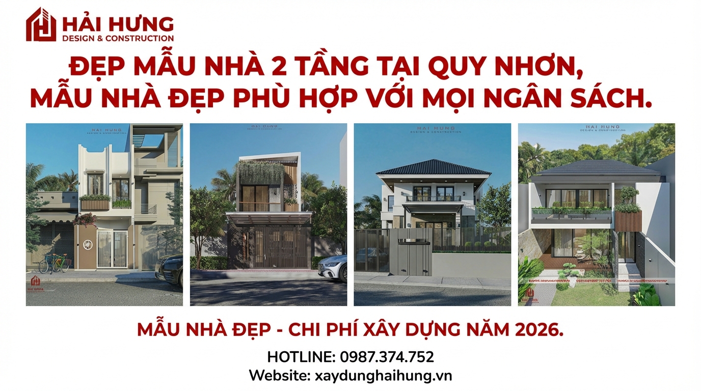 Thiết kế nhà đẹp 2 tầng Quy Nhơn mẫu nhà đẹp phù hợp mọi ngân sách