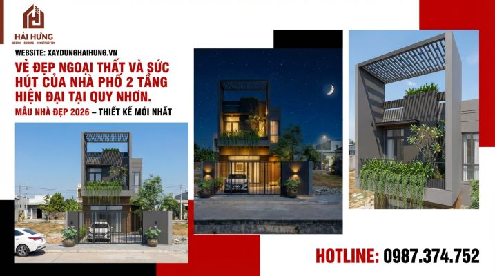 Vẻ đẹp ngoại thất sự cuốn hút của mẫu nhà xây trọn gói tại Quy Nhơn nhà phố 2 tầng hiện đại.webp
