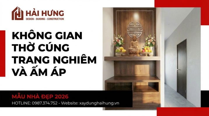 Không gian thờ cúng trang nghiêm và ấm cúng