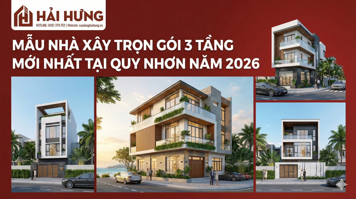 Mẫu nhà xây trọn gói 3 tầng mới nhất tại Quy Nhơn năm 2026
