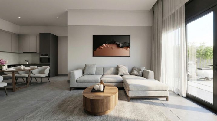 Phòng khách và bếp trái tim của ngôi nhà phố 2 tầng hiện đại