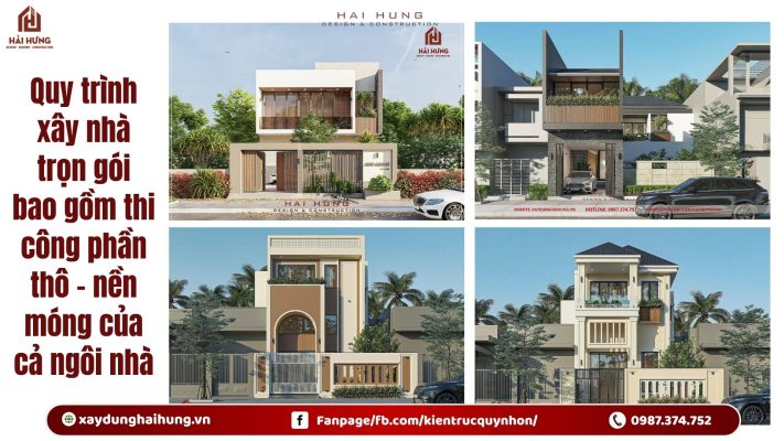 Quy trình xây nhà trọn gói bao gồm thi công phần thô – nền móng của cả ngôi nhà.webp