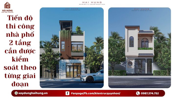 Tiến độ thi công nhà phố 2 tầng cần được kiểm soát theo từng giai đoạn.webp