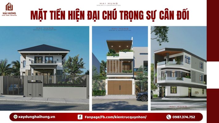 Mặt tiền hiện đại chú trọng sự cân đối.webp